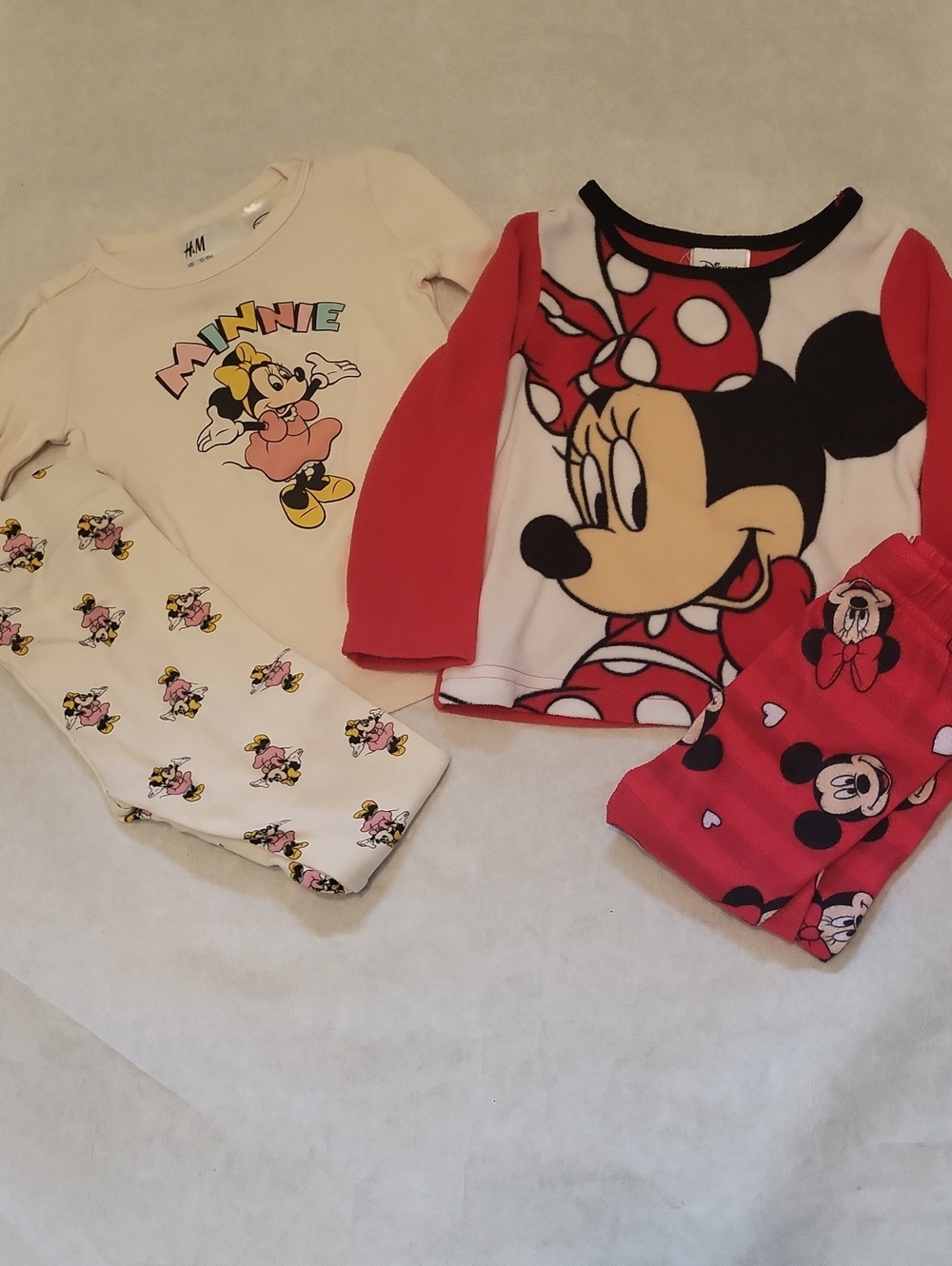 Two pair of Disney Minnie Mouse pajamas